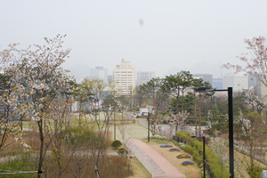 남산공원 백범광장과 성곽